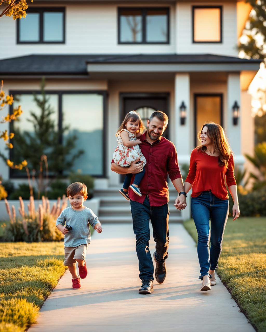 Happy family relocating to Austin